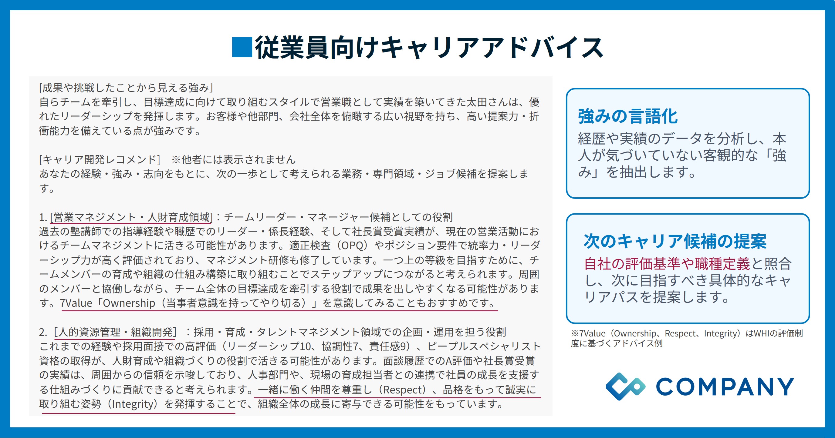 従業員本人向けAIアドバイスイメージ